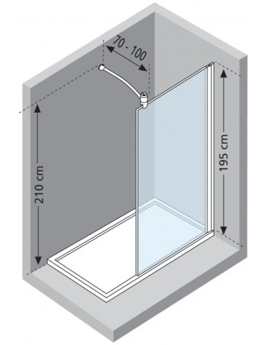 Paroi de douche LUNES H 100X195cm VerrERRE TREMPE NOVELLINI LUNESH100-1B