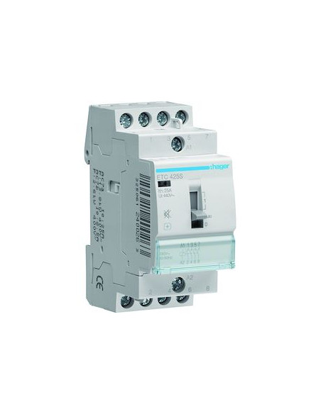 Contacteur Silencieux Jour-Nuit 25A 4F 230V HAGER ETC425S