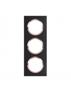 Plaque carrée Dooxie 3 postes finition noir bague cuivre LEGRAND 600997 2