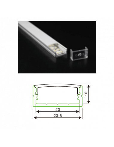 PROFIL ALU LARGE DE SURFACE BARRE DE 2M X5 ASLED PRSXL5X2M