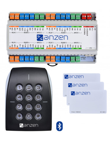 Pack contrôle d'accès 1 centrale 1 lect. BT OSDP avec clavier codé + 3 badges AZPACKBLUEAC AIPHONE 180002