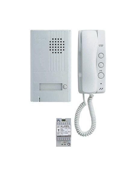 Portier audio 2 fils intégral saillie Façade alu. avec 2ème bouton de commande DA1AS AIPHONE 110357