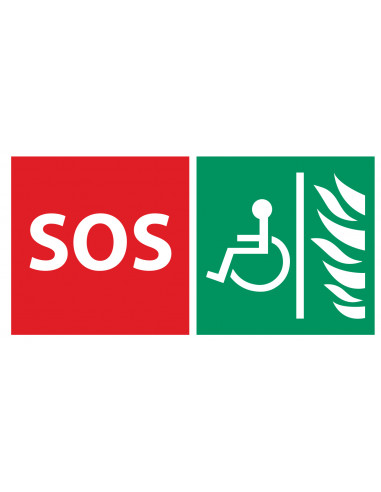 Jeu de 2 stickers (SOS & PMR sur fond vert) pour platine IX EASIX AIPHONE 201027