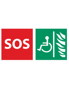 Jeu de 2 stickers (SOS & PMR sur fond vert) pour platine LEF EASLEF AIPHONE 201028
