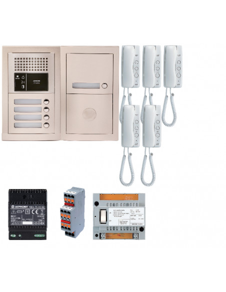Pack audio 5 bp encastré module vigik centrale 5 gt1d & alim.  GTBA5E AIPHONE 200376