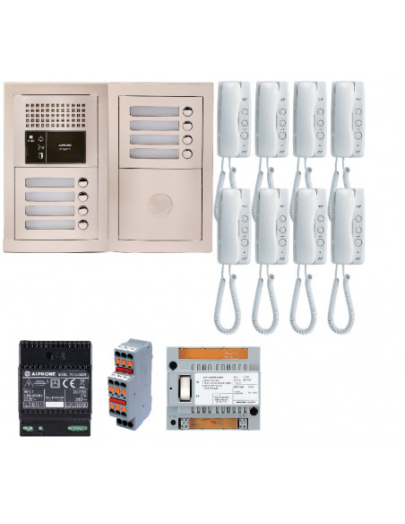 Pack audio 8 bp encastré module vigik centrale 8 gt1d & alim.  GTBA8E AIPHONE 200379