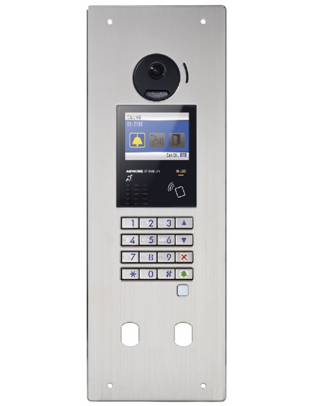Platine vidéo enc. inox défilement nfc b. mag. double perçage vigik+résident GTDMBLVND AIPHONE 200281