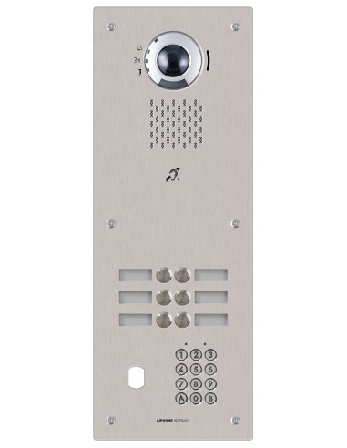 Plat. vidéo enc. 6bp ip/sip,inox,pictos,syn. vocale,b. magn,clav codé,per. vigik IXDVF6LACV AIPHONE 400010