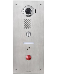 Platine IP 1BP normal + 1 BP d'urgence rouge champignon pour centres de secours IXDVFLBPR AIPHONE 201021