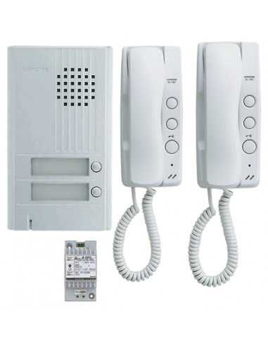 Kit audio platine alu saillie 2 boutons 2 combinés et 1 transformateur KITDA2 AIPHONE 110548