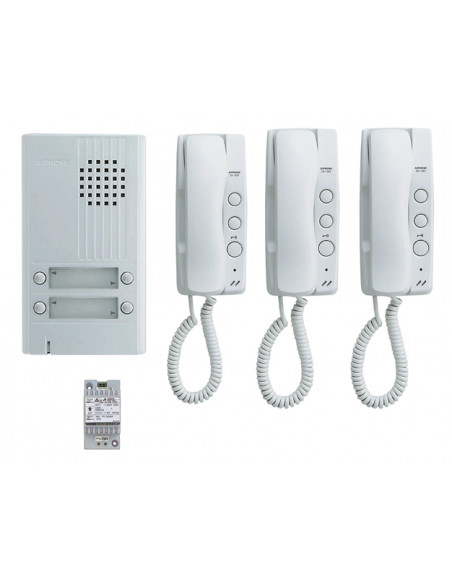 Kit audio platine alu saillie 4 boutons 3 combinés et 1 transformateur KITDA3 AIPHONE 110549