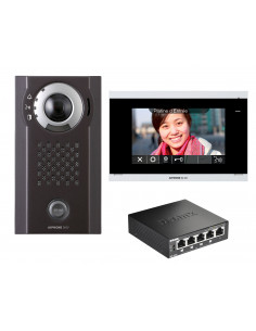 Pack IP saillie moniteur avec boucle magnétique programmé & switch PoE inclus PIXSV AIPHONE 201019