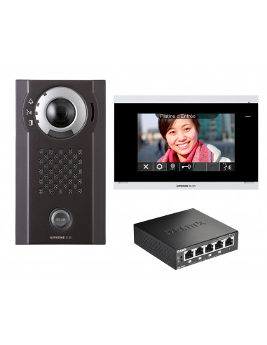 Pack IP saillie moniteur avec boucle magnétique programmé & switch PoE inclus PIXSV AIPHONE 201019