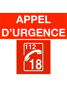 Jeu de 2 stickers (APPEL D'URGENCE & 112/18 sur fond rouge) pour IXDVFLBPR STICKER-SDIS AIPHONE 201030