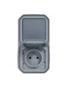 Prise de courant avec va-et-vient vertical Plexo complet saillie gris LEGRAND 070012 2