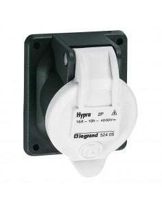 Socle Prise de courant fixe 2 Pôles Hypra IP44 TBT 16A 20V à 50V continu plastique LEGRAND 052405 2