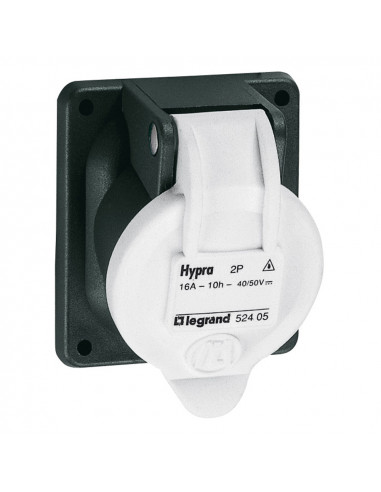 Socle Prise de courant fixe 2 Pôles Hypra IP44 TBT 16A 20V à 50V continu plastique LEGRAND 052405