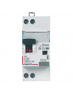 Disjoncteur différentiel DX3 à vis U+N 230V 20A type F 30mA courbe C 2 modules LEGRAND 410754