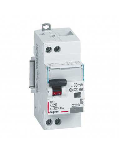Disjoncteur différentiel DX3 à vis U+N 230V 20A type F 30mA courbe C 2 modules LEGRAND 410754
