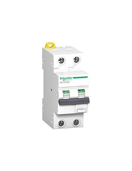 Acti9 iC60 RCBO disjoncteur differentiel 2 Pôles 16A 30mA C 10kA type Asi SCHNEIDER A9D27216