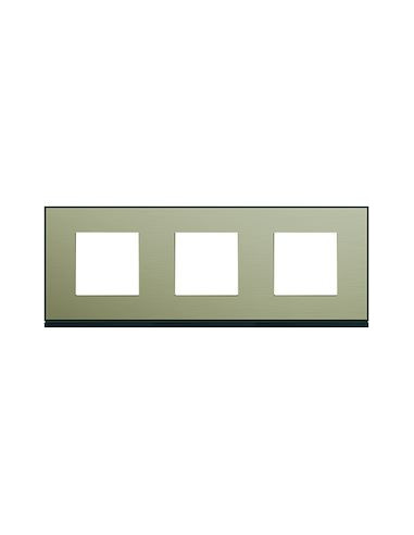 Plaque gallery 3 postes horizontale 71mm placage bronze HAGER WXP2213