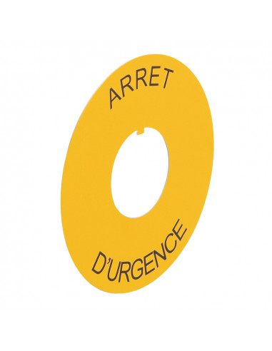 Etiquette Osmoz pour arrêt d'urgence Ø80 avec marquage ARRET D'URGENCE jaune LEGRAND 024177