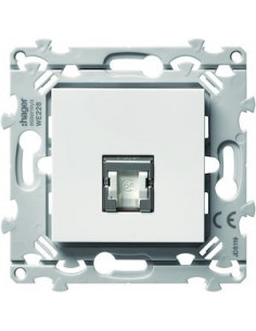 Prise RJ45 Catégorie 6a STP Essensya pour Grade 3 TV Blanc HAGER WE228