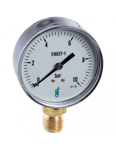 Manomètre sec de 0 A 10 Bars D.80mm DISTRILABO 1164RV14D