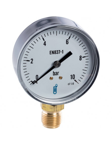 Manomètre sec de 0 A 10 Bars D.80mm DISTRILABO 1164RV14D