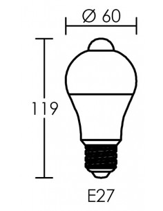 Lpe standard A60 SENSOR LED SMD E27 8W 4000K 720lm Cl.Energ. F 15000H ARIC 20162 2