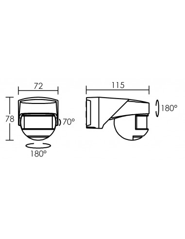 Détecteur/Sensor infrarouge IP54 mur/plaf/angle H180°/V70° 1000W max ARIC 52086