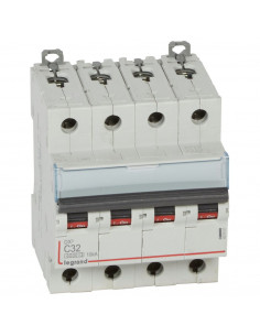 Disjoncteur DX³6000 arrivée haute et départ bas à vis 4 Pôles 400V 32A courbe C LEGRAND 407901
