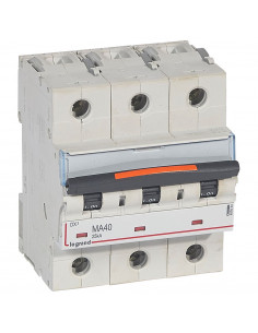 Disjoncteur magnétique seul DX³ MA 25kA arrivée haute et départ bas à vis 3 Pôles 400V~ 40A 4,5 modules LEGRAND 409884 2