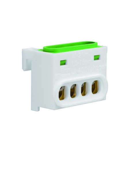 Bornier terre 4 raccordements IP2X HAGER GZ04E