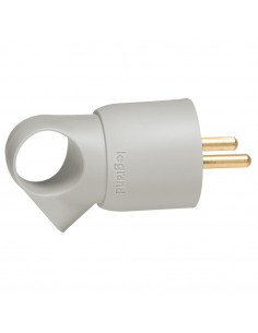 Fiche plastique 2P+T 16A à anneau gris sortie droite LEGRAND 050424