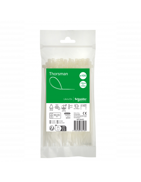 Thorsman colliers de serrage 150x3.6 Incolore 100p SCHNEIDER IMT46405