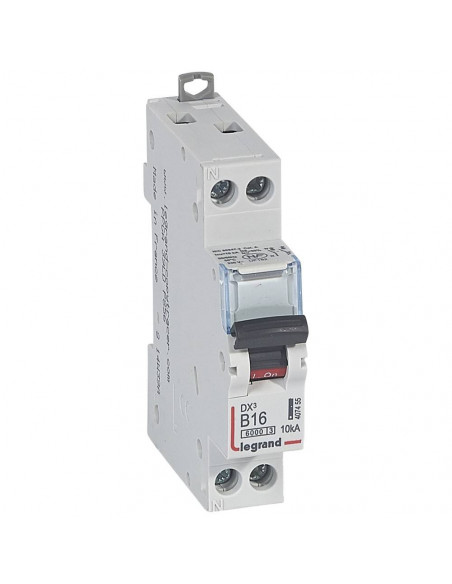 Disjoncteur DX³6000 arrivée haute et départ bas à vis U+N 230V~ 16A courbe B 1 module LEGRAND 407455