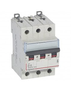 Disjoncteur DX³6000 arrivée haute et départ bas à vis 3 Pôles 400V~ 16A courbe B 3 modules LEGRAND 407532