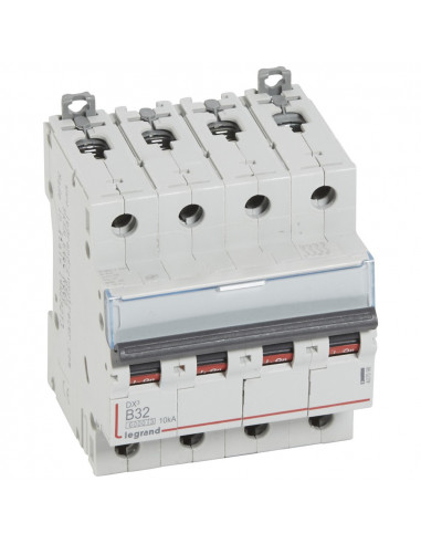 Disjoncteur DX3 10kA  à vis 4 Pôles 400V 32A courbe B 4 modules LEGRAND 407598