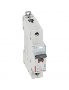 Disjoncteur DX³6000 arrivée haute et départ bas à vis 1 Pôle 230V~ à 400V~ 20A courbe C 1 module LEGRAND 407655