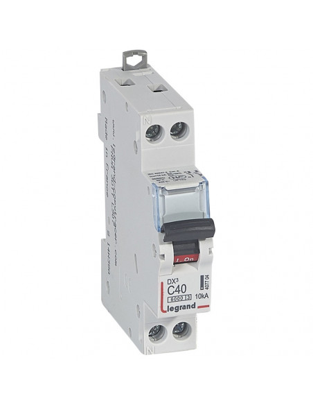 Disjoncteur DX³6000 6kA à vis U+N 230V 40A courbe C 1 module LEGRAND 407704