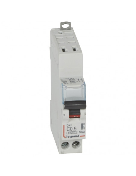 Disjoncteur DX³6000 10kA arrivée haute automatique départ bas à vis U+N 230V~ 0,5A 10 kA courbe C 1 module LEGRAND 407705