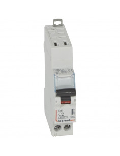Disjoncteur DX³6000 10kA arrivée haute automatique et départ bas à vis U+N 230V 2A courbe C 1 module LEGRAND 407707
