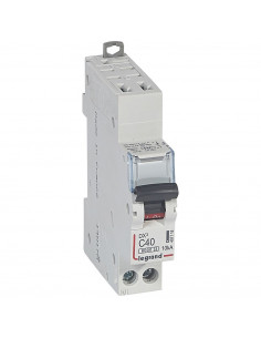 Disjoncteur DX³6000 10kA arrivée haute automatique et départ bas à vis U+N 230V~ 40A courbe C 1 module LEGRAND 407718