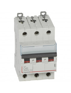 Disjoncteur DX3 10kA arrivée haute et départ bas à vis 3 Pôles 400V 40A courbe C LEGRAND 407833