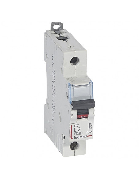 Disjoncteur DX³6000 arrivée haute départ bas à vis 1 Pôle 230V~ à 400V~ 2A Courbe D 1 module LEGRAND 407950