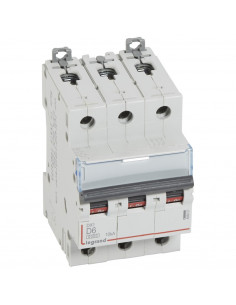 Disjoncteur DX³6000 10kA arrivée haute et départ bas à vis 3 Pôles 400V~ 6A courbe D peigne HX³ traditionnel LEGRAND 408057