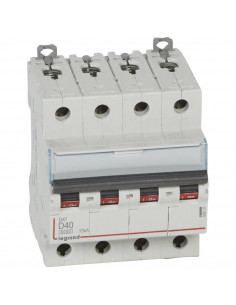 Disjoncteur DX³6000 arrivée haute et départ bas à vis 4 Pôles 400V~ 40A courbe D pour peigne HX³ traditionnel LEGRAND 408121