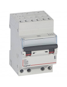 Disjoncteur DX³6000 arrivée haute automatique départ bas à vis 4 Pôles 400V 25A courbe D pour peigne HX³ optimisé LEGRAND 408135