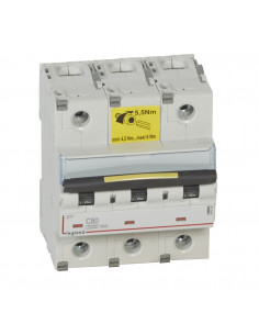 Disjoncteur DX³10000 16kA arrivée haute et départ bas à vis 3 Pôles 400V 80A courbe C 4,5 modules LEGRAND 409280 2